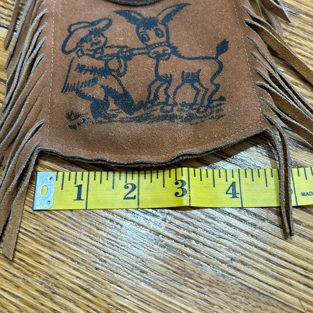 Vintage leather pouch w/fringe. Snap close. Grand Canyon Park souvenir pouch.